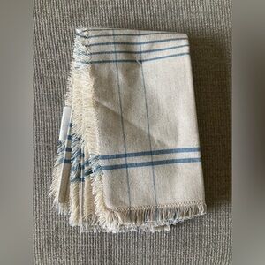 NEW Threshold w Studio McGee Blue Plaid Linen Blend Napkins- 4 Pack